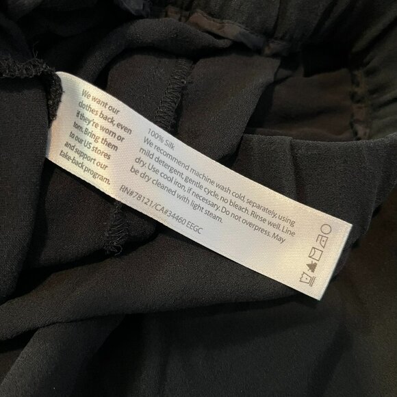 Eileen Fisher 100% Silk Black Pants, Tapered Pull-On Style, Size Large - Picture 5 of 8